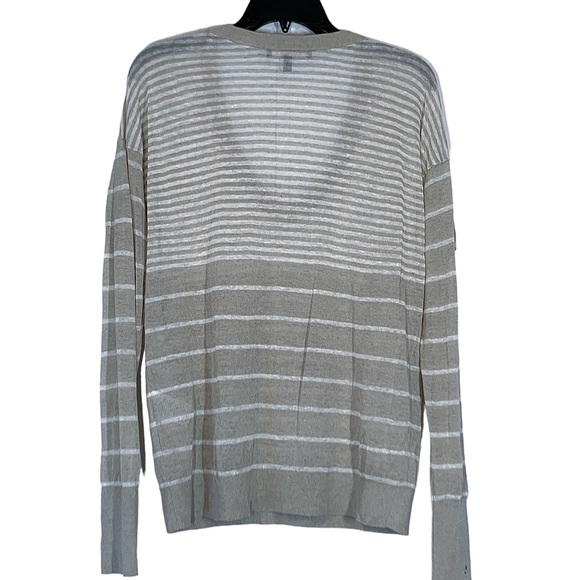 Judith & Charles Linen Poppy Stripe Sweater Top in Grey Taupe - Picture 4 of 11